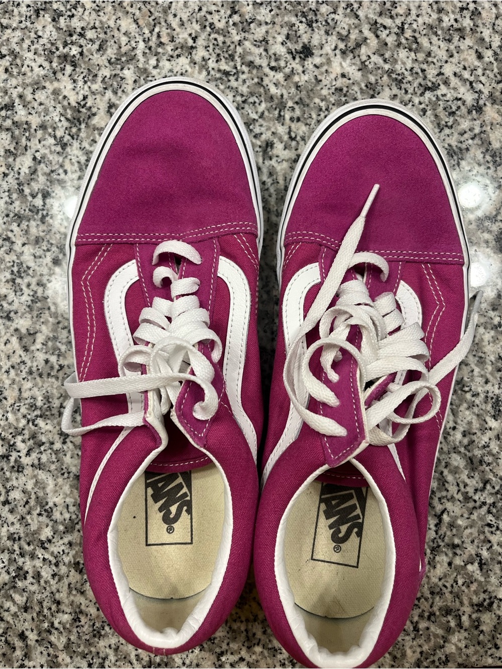 Vans Magenta Old Skool Low-Top Sneakers with White Stripe